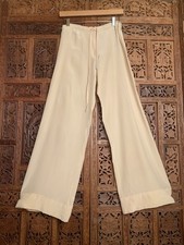 Vintage 70s Silk Drawstring Pants Wide leg disco Champagne Luxury Holiday NYE