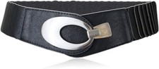 Wide Women's Elastic Waist Belt Stretch Belt with Hook Closure