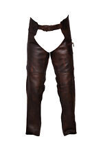 Vintage Brown Classic Motorcycle Horse Riding Unisex Leather Chaps Mens Womens