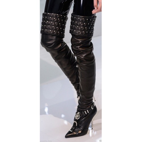 Versace leather over knee - leather,