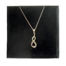 H-SAMUEL Sterling Silver 925 & Diamond Twist Figure of Eight Pendant Necklace