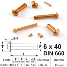 Solid Copper Round Pan Head Rivets DIN 660 M2 M2.5 M3 M4 M5 M6 Nut Hammer Rivet