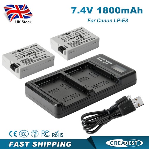 1800mah lpe8 battery lcd - 2x,