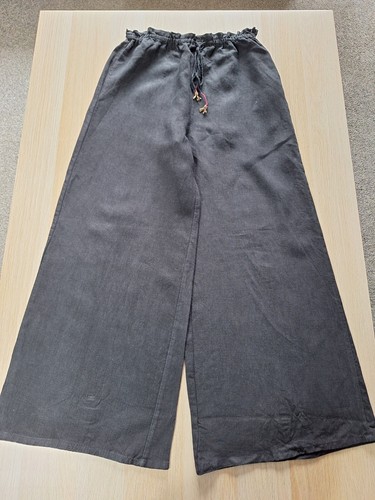 Zara 100 linen black wide - linen, leg