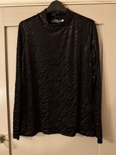 Mint Velvet Long Sleeve Animal Print / Velvet Roll Neck Top Ex.cond Size M