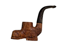 Antique Edwardian Polished Wooden Pipe in Novelty Shoe Shape c1910