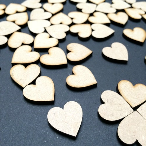 30mm hearts wood - 50, x