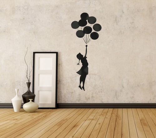 Banksy flying girl balloons - banksy,