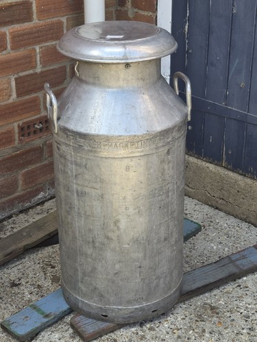 Vintage aluminium milk - aluminium, churn