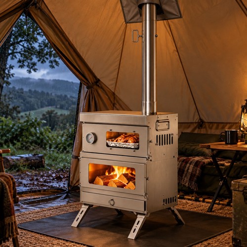 Portable wood stove with - wood,