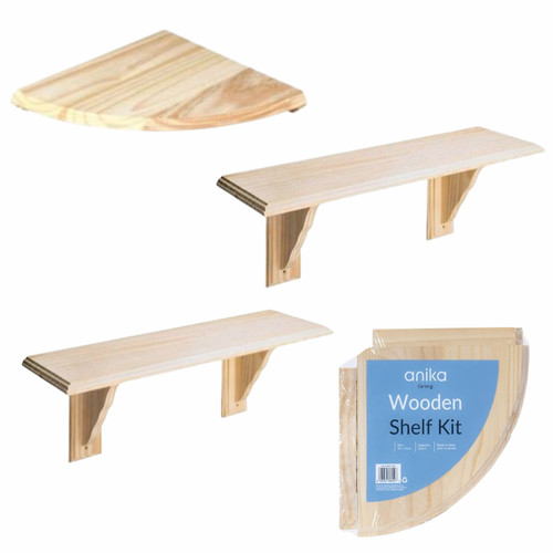 Natural pine wooden shelf kit - pine,