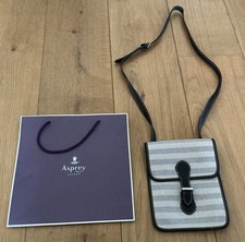 New With Gift Bag  - ASPREY London Elegant Slim Striped Purple/Warm Cream Bag