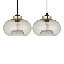 Set of 2 Glass Easy Fit Ceiling Lightshade Kitchen Dining Pendant Shade Gold