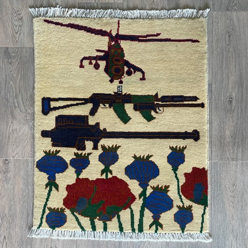 Cream afghan war rug 86x65cm - afghan,