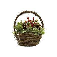 Northlight 12" Pine Cones Berries Boxwood Twig Basket Christmas Tabletop Decor