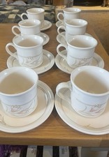 Retro Vintage Coloroll Biltons 8 X Cups & Saucers Spring Bouquet Design