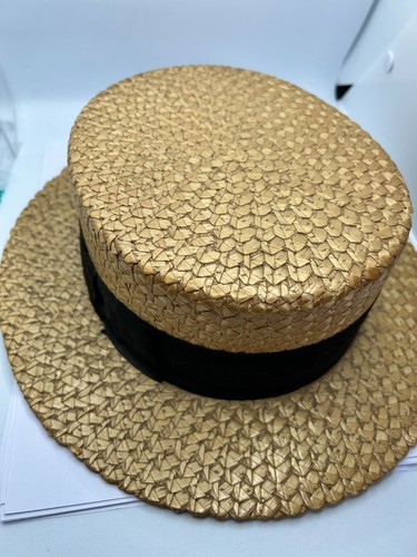 Vintage hat straw boater - vintage,