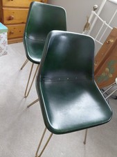 Made.com Next Kendal Leather Dining Chairs x2 In Green With Brass Legs