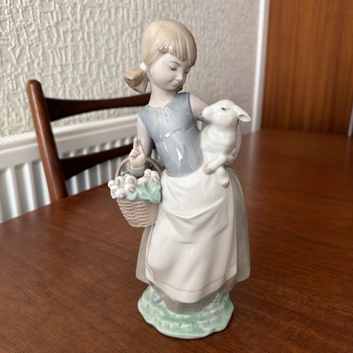 Lladro girl with lamb - with, and