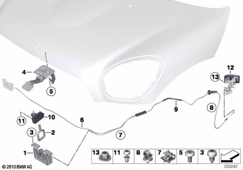 Mini genuine rear bowden - mini, cable