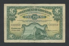 GIBRALTAR £1 note 1938 Rock Krause 15a Banknotes