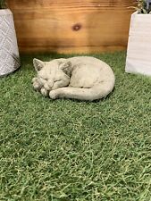 STONE GARDEN LAYING SLEEPING CAT KITTEN MEMORIAL STATUE ORNAMENT