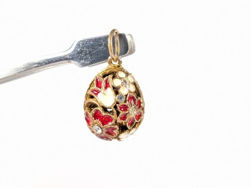 Vtg fabergé egg pendant red - vtg,