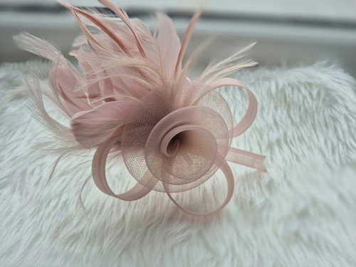 Pink blush feather facinator - pink,