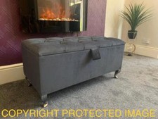 Ottoman Storage Box Chesterfield Velvet Blanket Toy Box  Pouffe Bench Footstool
