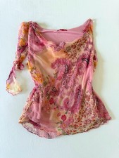 Rene Derhy Pink Paisley Cowl Top M