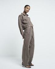 River Island Womens Straight Jeans Brown Relaxed Snake Denim Trousers Pants