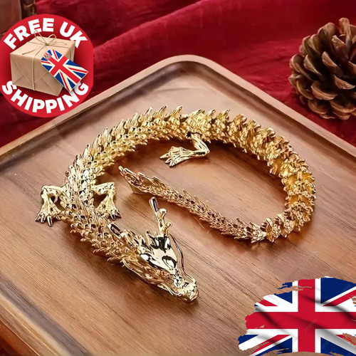 Articulated golden dragon - 3d,