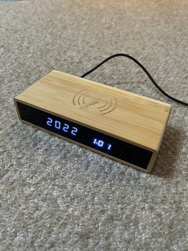 Wooden digital alarm clock - wooden,