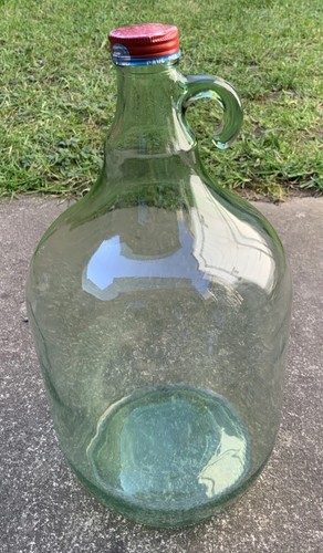 Vintage green glass demijohn - vintage,