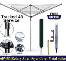 50M Rotary Airer Clothes Dryer Heavy Duty 4 Arm Garden Outdoor Washing Line 50M