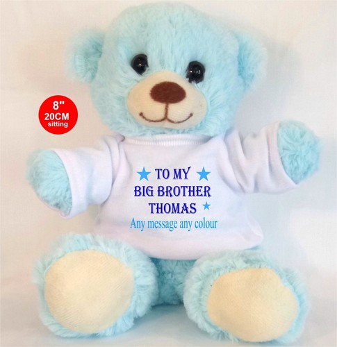 20cm personalised blue teddy - 20cm,