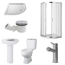 Bathroom Suite 800mm Quadrant Shower Enclosure, Sink, Toilet & Tap Pack Bathroom