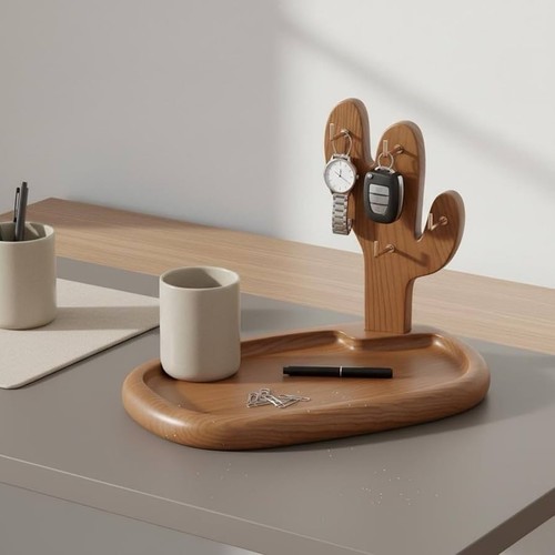 Solid wood wooden cactus - wooden,