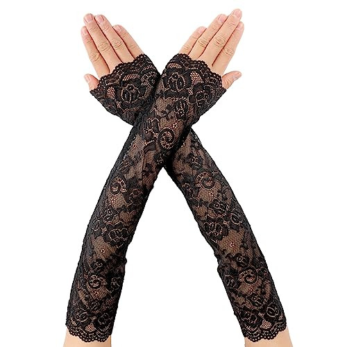 Women long lace fingerless - long,