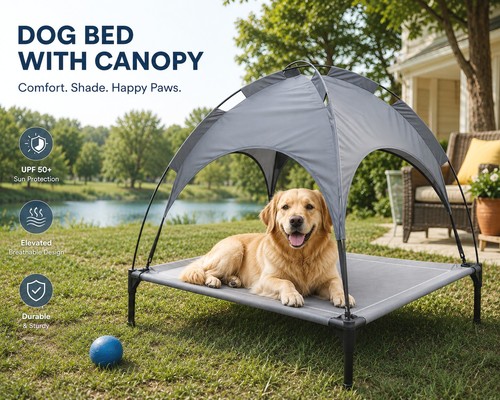 Elevated pet bed - with, canopy