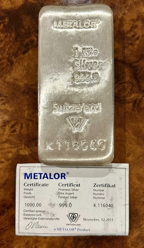 1kg silver bar matalor - 1kg,