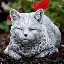 Resin Cat Sculpture Realistic Animal Figurines  Garden Decor