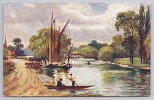 Molesey Lock & Hampton Court Bridge Postcard - River Thames Barge (69 chars)