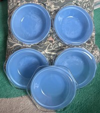 Vintage Phoenix Ware Spray Blue 5 Bowl s / Small Dish England Glass