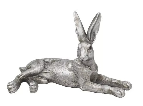 Silver lying hare ornament - lying,