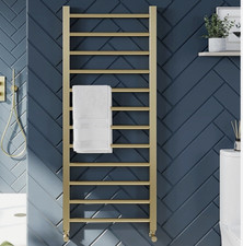 Brushed Brass Heated Towel Rail Straight Bathroom Ladder Radiator Gold - 3 Sizes