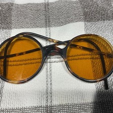 Antique Sunglasses Amber Orange Lens Tortoiseshell Frame Round 1920-30s Willson