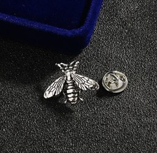 Silver Bumble Bee Honeybee Elegant Vintage Insect Metal Pin Badge Brooch 
