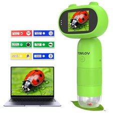 Kids Digital Microscope 1000X TOMLOV P30 2 LCD 16GB SD Perfect for Exploration