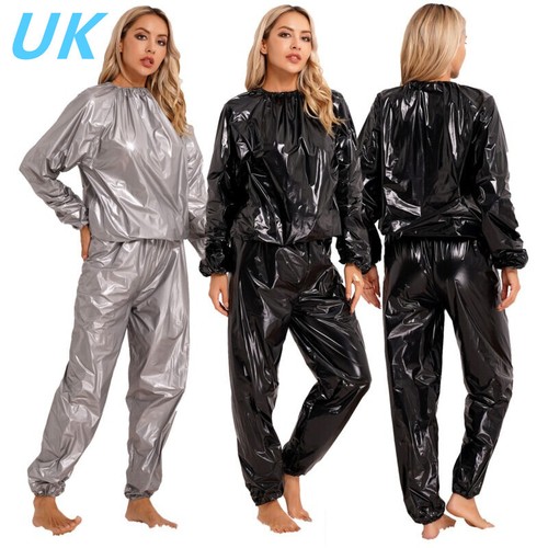 Women shiny 2pcs sweat suit - women,